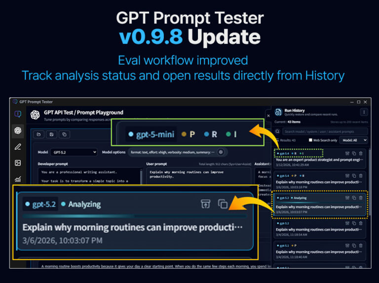 GPT Prompt Tester v0.9.8 Update
