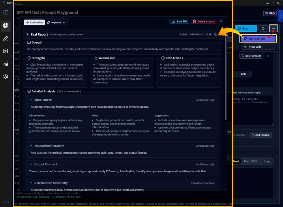 Analyzing prompt results