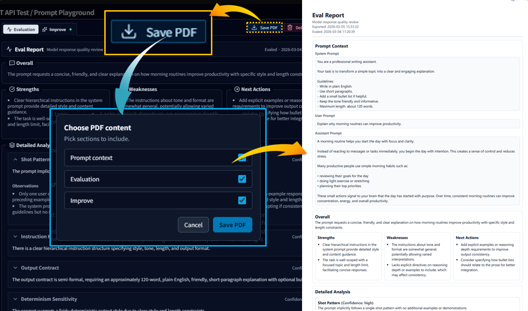 Save Eval results as PDF