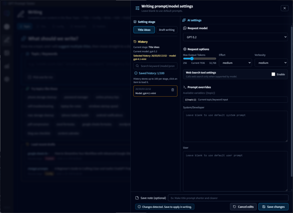 Writing Settings – Prompts and Models