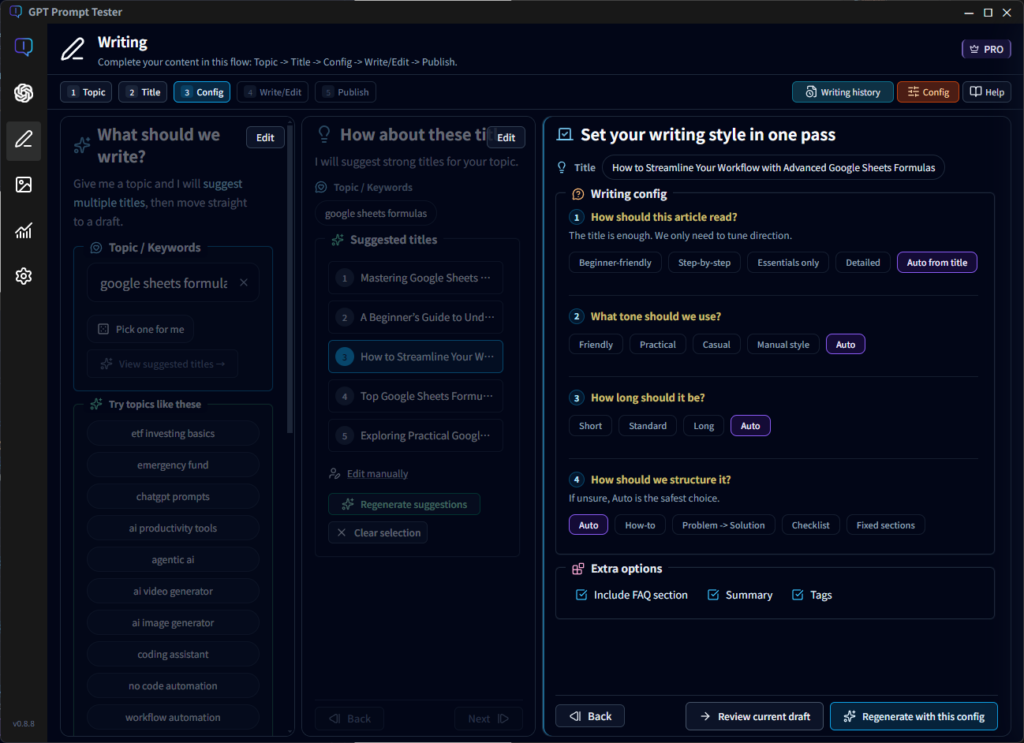 Enhanced Writing Style Configuration