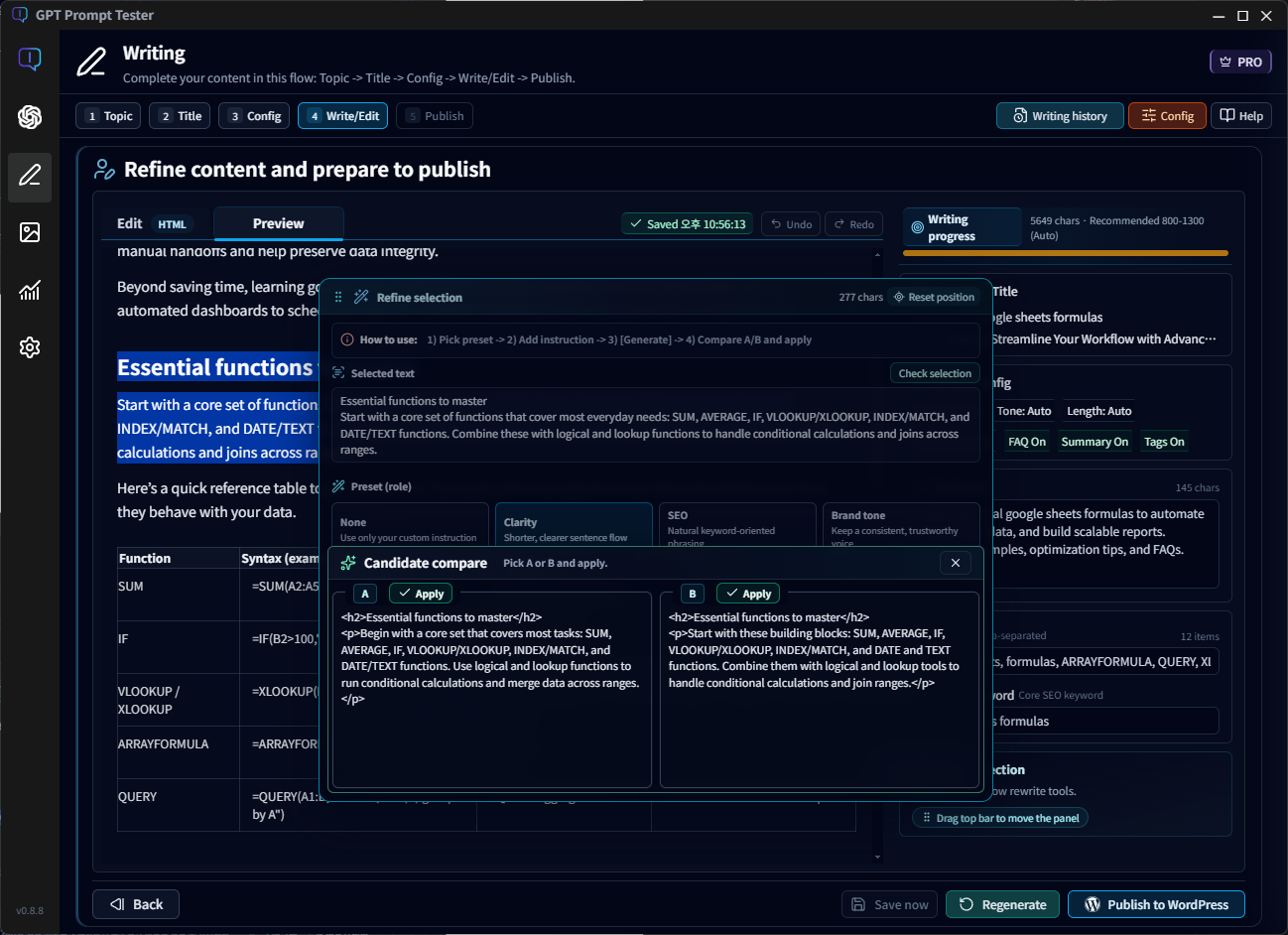 GPT Prompt Tester Pro screen