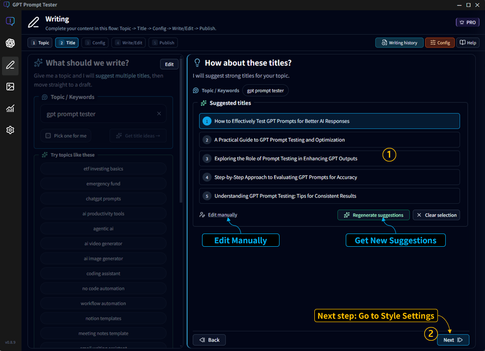 Step 2 Get title suggestions from GPT