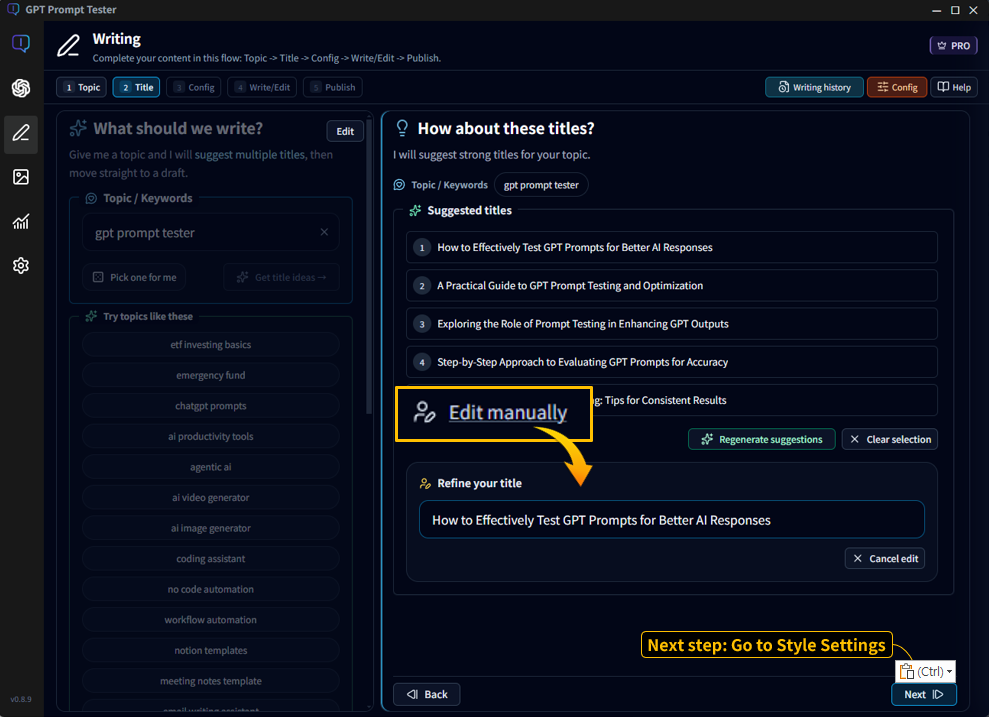 Step 2 Get title suggestions from GPT