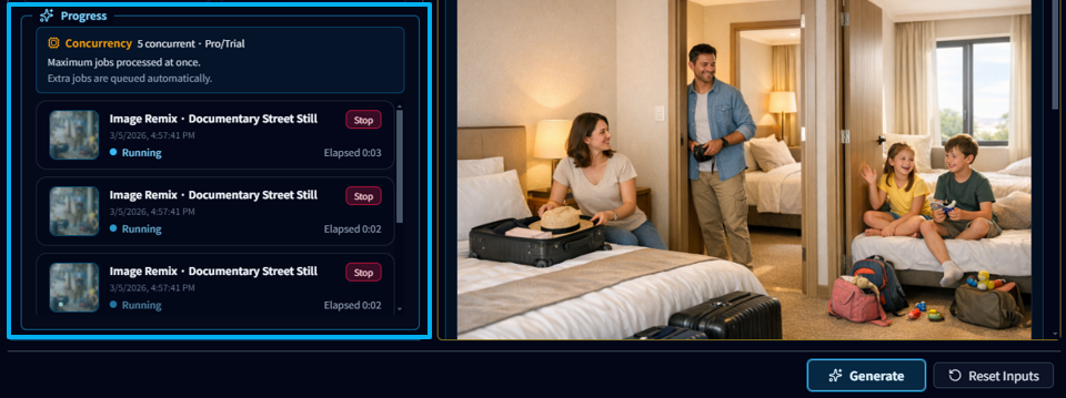 the simultaneous creation of images