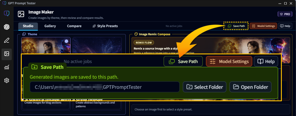Image save path dialog
