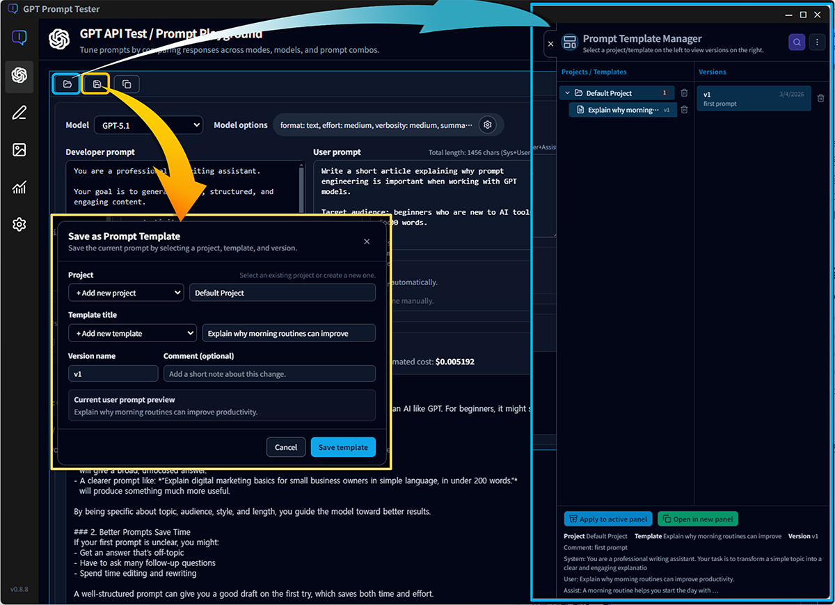 Prompt template management